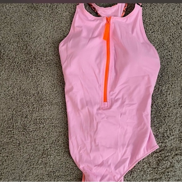 Other - Pink One-Piece Swimsuit with Orange Zipper
